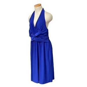 Jones New York Halter Top Dress Twist Front A-Line Blue Size 16
